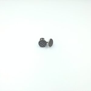 ydcreations handmade one piece alloy cufflinks with blue grey beige striped and textured woven face
