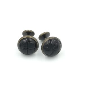 ydcreations handmade one piece antique brass cufflinks with black tweed effect