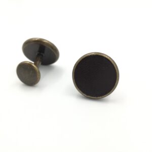 ydcreations handmade one piece antique brass cufflinks with brown leather face