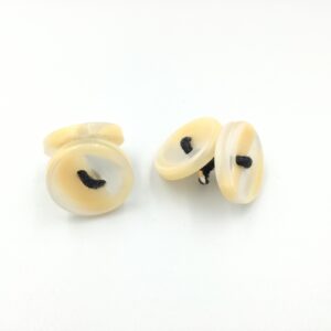 ydcreations handmade double sided two holes translucent white and beige stripes buttons cufflinks