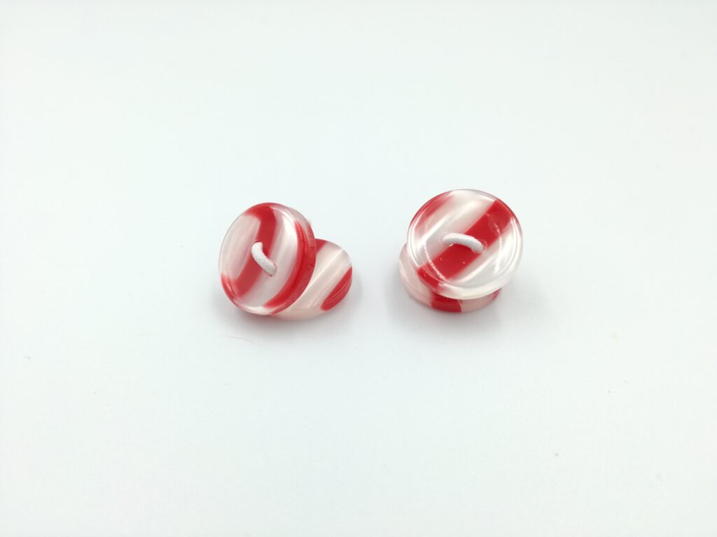 ydcreations handmade double sided two holes translucent white and red stripes buttons cufflinks