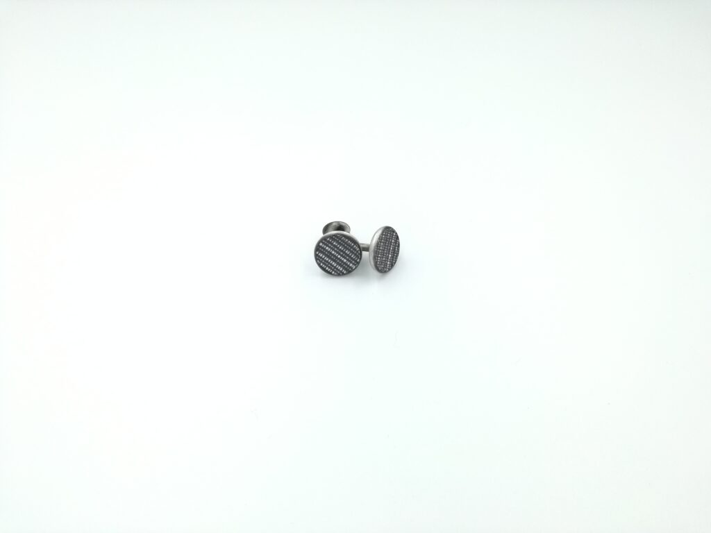 ydcreations handmade one piece alloy cufflinks with blue grey beige striped and textured woven face