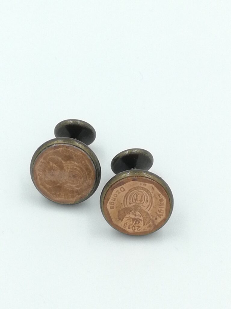 ydcreations handmade one piece antique brass cufflinks with 10c rand coin