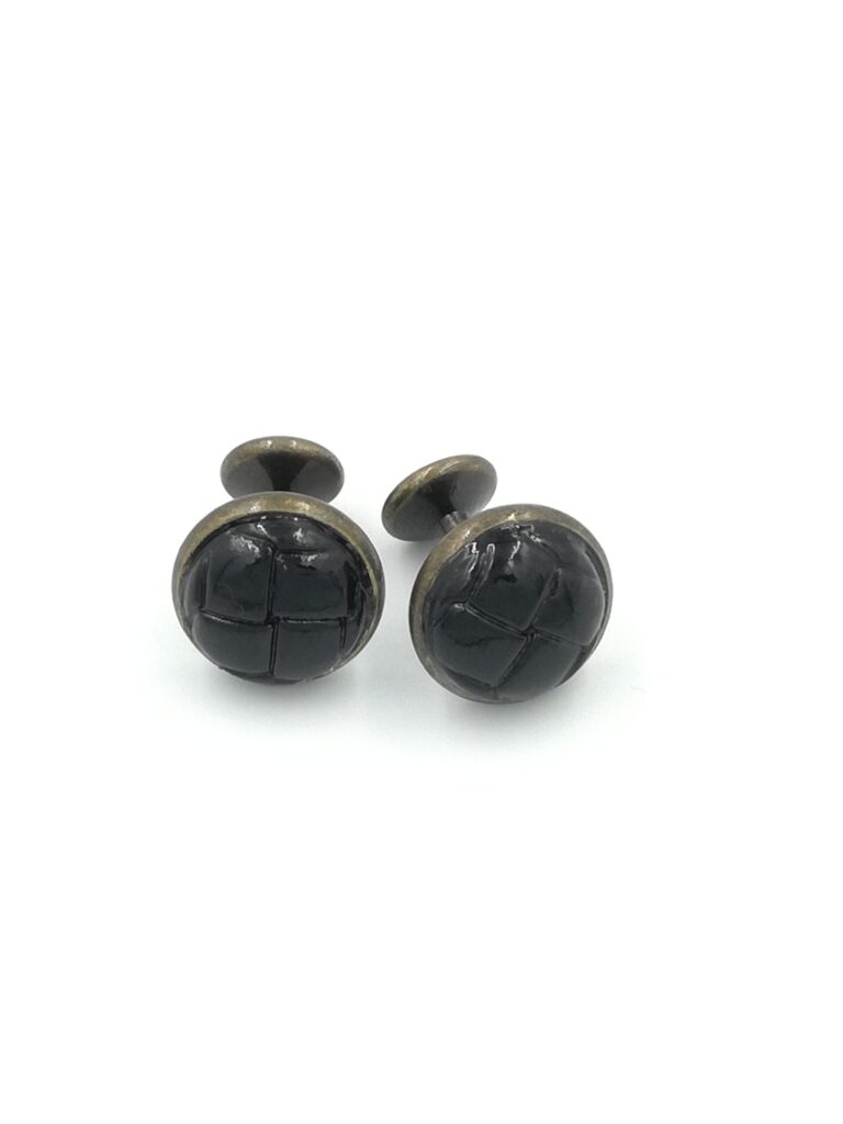 ydcreations handmade one piece antique brass cufflinks with black tweed effect