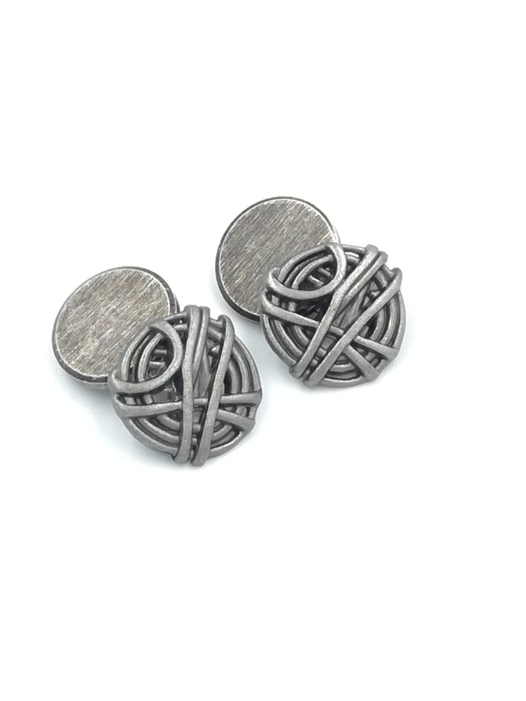 ydcreations handmade round basket weave metal shank cufflinks