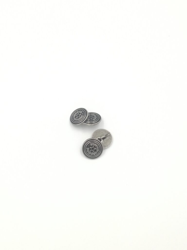 ydcreations handmade double sided round metal laurel and star shank buttons cufflinks with braided edges